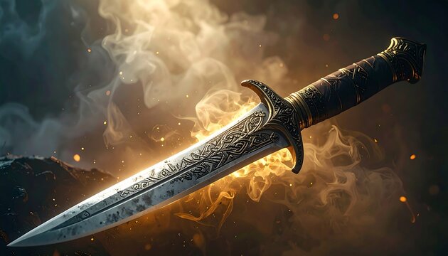 Etched rune dag close up