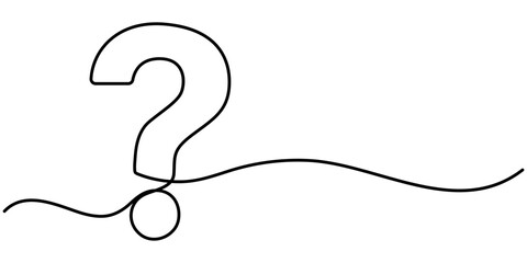 Question mark continuous one line drawing. Asking sign in simple linear style. Quest, quiz concept. Vector illustration. 
