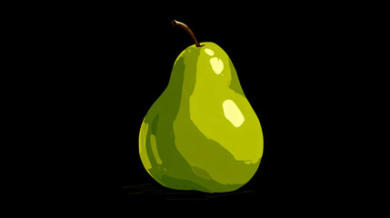 Vector illustration of a green pear, with a flat design and a black background, on Adobe Stock