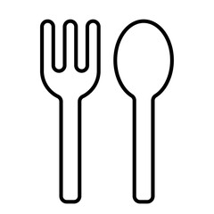 食器：シンプルなフォークとスプーンのアイコンイラスト（線画）002