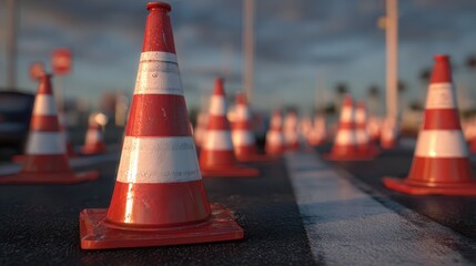 road cones guide traffic