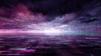 abstract binary code landscape digital glitch art rendering perspective