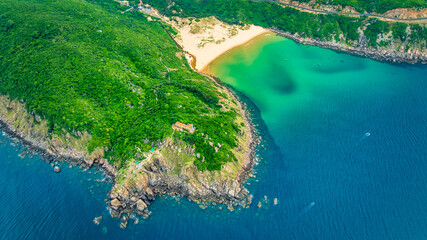 Aerial view of beautiful landscape Vung Ro bay In Phu Yen Province, Vietnam