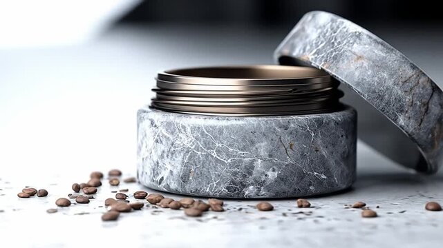 Stone container with coffee beans