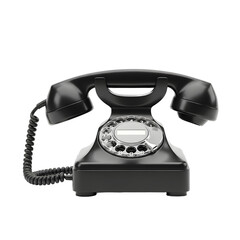 Classic Black Rotary Telephone Isolated on Black Background