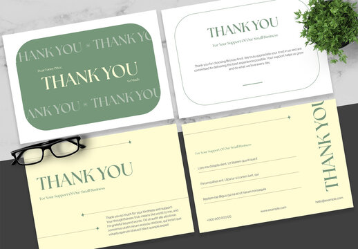 Green Cream ThankYouCard