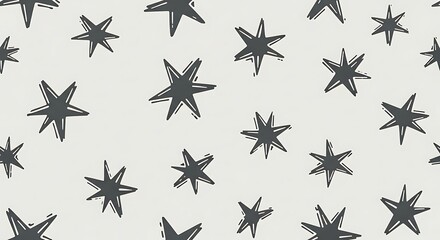 Hand Drawn Star Pattern Seamless Background Simple Sketchy Stars.