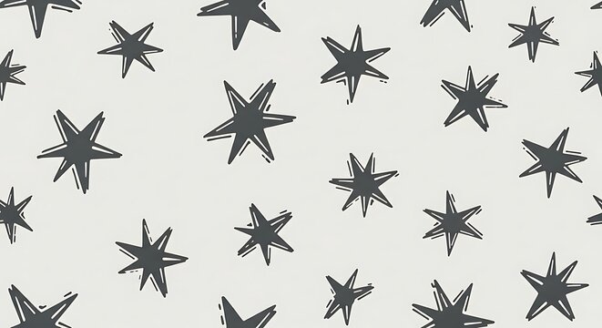 Hand Drawn Star Pattern Seamless Background Simple Sketchy Stars.