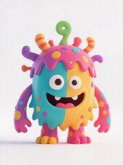 3D colorful cute monster