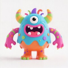 3D colorful cute monster