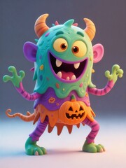 3D colorful cute monster