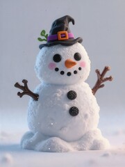 3D snowman with Halloween decoration