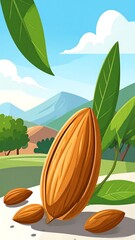 Almond in a natural landscape