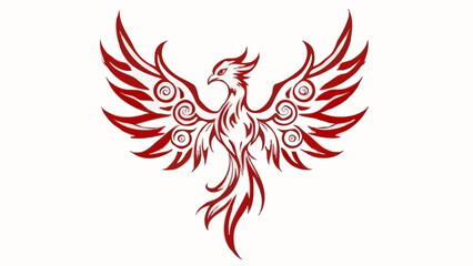 Vector tattoo design illustration of a tribal bird eagle with wings and feather pattern