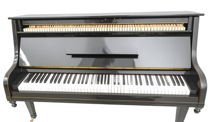 Fototapeta premium Black upright piano, studio shot