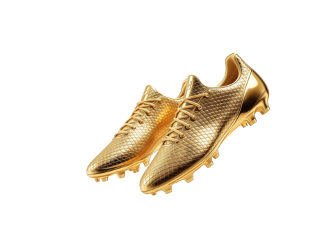 A pair of gold soccer cleats transparent background