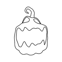 Outline for Coloring of Halloween Pumpkin. One of the Fall Holiday Symbol. Vector Illustration.