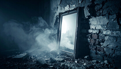 Spooky Mirror Portal Foggy Room
