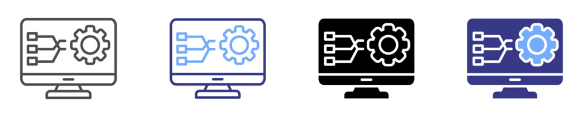 business function icon set multiple style