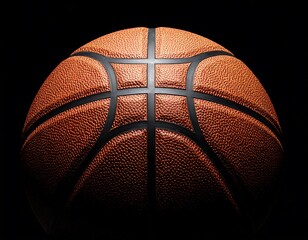 Close-up of basketball against black background