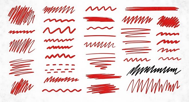 Red and Black Hand Drawn Line Art Designs.