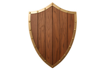 Wooden medieval shield isolated on transparent background