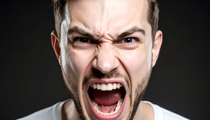 Angry man's intense scream