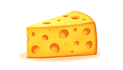 Cartoon-style illustration of a wedge of cheese with holes. Generative AI
