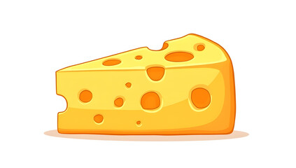 Cartoon-style icon of a wedge of Swiss cheese. Generative AI

