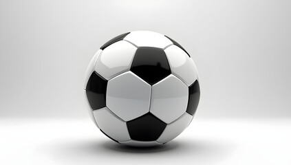 Fototapeta premium 3D render of a realistic black and white soccer ball. Generative AI 