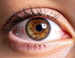 Close-up of an eye with a heart-shaped reflection