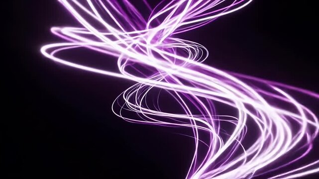 Abstract Purple Light Trails Flowing in Darkness.