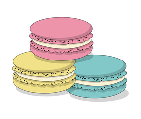 Hand Drawn Macaron Illustration Vector
