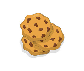 Chocolate Chip Cookies Isolated on White Background Vector Illustration
