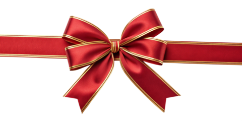 Red Satin Ribbon Bow with Gold Edges on Transparent Background
Decorative Gift Bow in Shiny Satin with Gold Trim Isolated