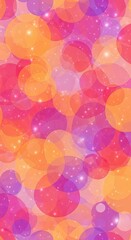 Translucent Overlapping Circles Pattern with Sparkles in Warm Pink, Orange, and Violet