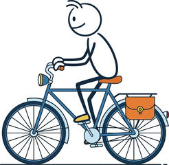 Stick figure riding bicycle illustration vector image design