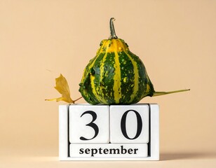 Autumnal calendar with gourd