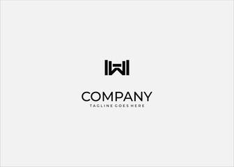 Modern Geometric Abstract Logo Design in Black Shape Resembling Letter W and H Symbol for Architecture, Technology, Branding and Creative Identity