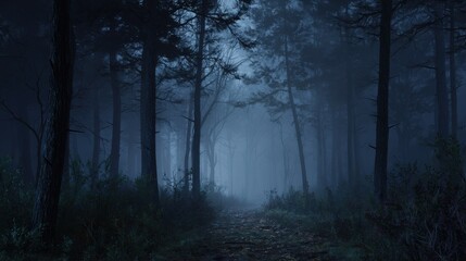 Obraz premium haunted forest at midnight