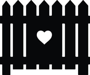 Illustrator Vector Picket fence with heart shaped hole silhouette