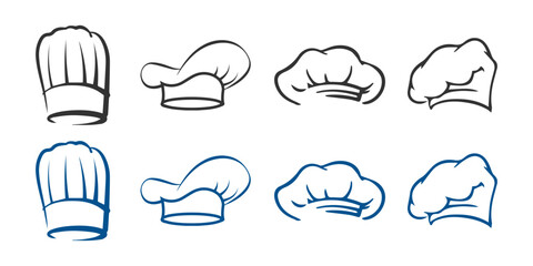 Chef Hat Icon Set – Editable Cooking and Restaurant Vector Design.
