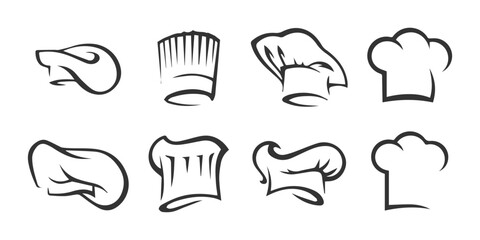 Chef Hat Icon Set – Editable Cooking and Restaurant Vector Design.
