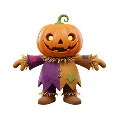 Halloween scarecrow with pumpkin head