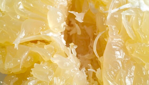 Close-up view of the inner segments of a pomelo