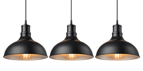 Modern Industrial Pendant Lights with Black Metal Shades and Vintage Bulbs Isolated on Transparent Background
Minimalist Dome Pendant Lamps with Warm Filament Lighting, Contemporary Interior Design Ac
