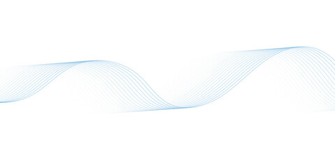 Fototapeta premium Abstract blue smooth wave on a white background. Dynamic sound wave. Design element. Vector illustration.