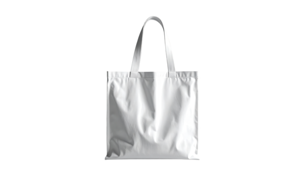 White cotton tote bag with long handles is displayed against a stark black background, creating a clean and simple aesthetic with a modern minimalist appeal, emphasizing the product's form.