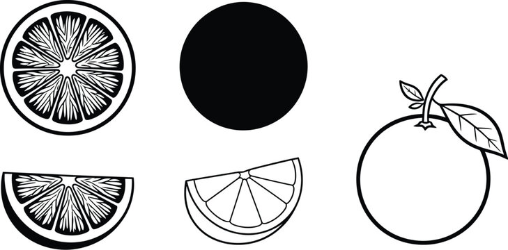 Fresh orange slices and whole fruit stylized design elements for vibrant citrus branding and healthy lifestyle concepts