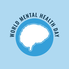 World Mental Health Day banner design with brain icon awareness concept vector illustration
